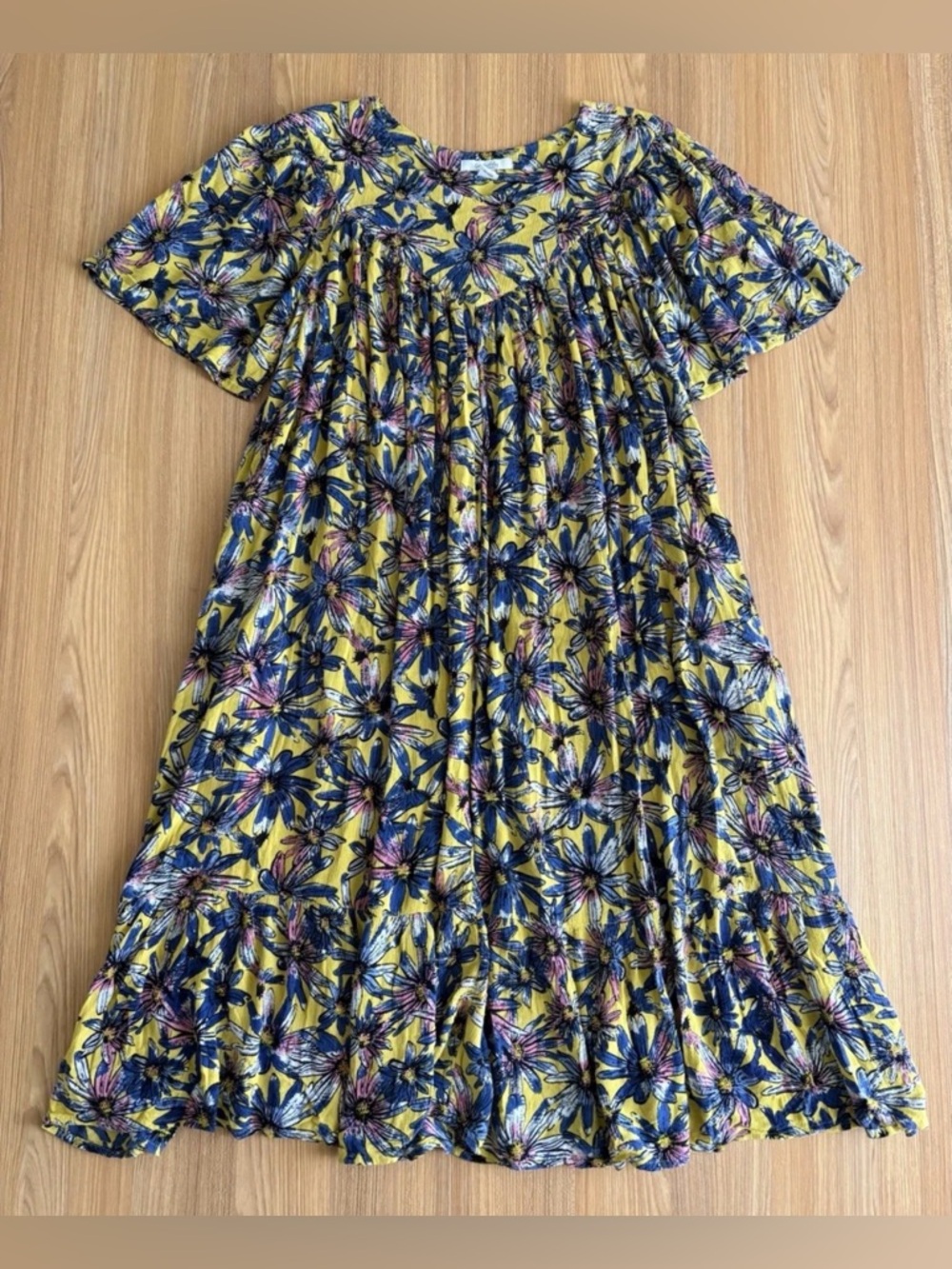 Go Softly Patio Floral Crinkle Dress Midi House Womens S Pockets Muumuu Spring